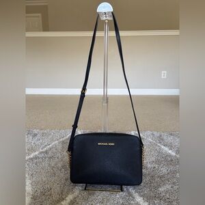 Michael Kors Black Saffiano Crossbody with Gold Hardware